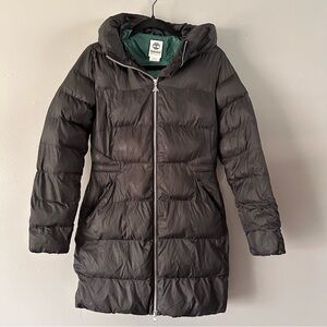Timberland Black Hooded Puffer Parka | Black with Green Lining XS‎